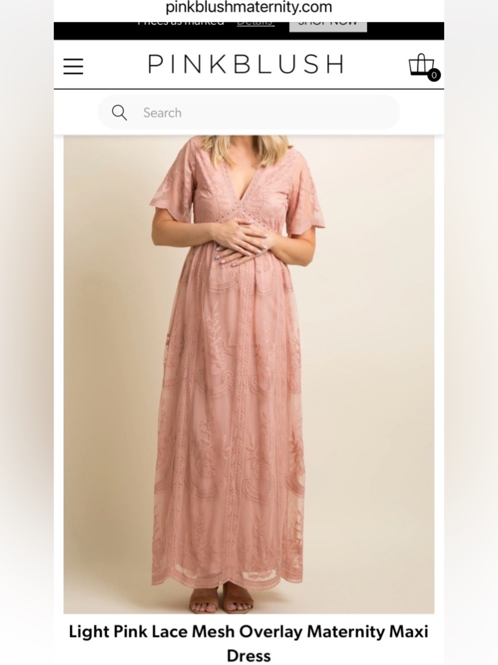 Pinkblush Blush Light Pink Lace Maternity Maxi Dress Size 2X